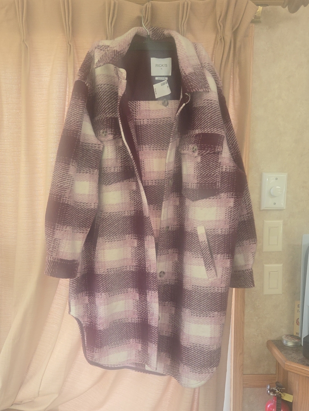 Ricki's Purple Plaid Wool-Blend Shacket Size Xl New With Tags